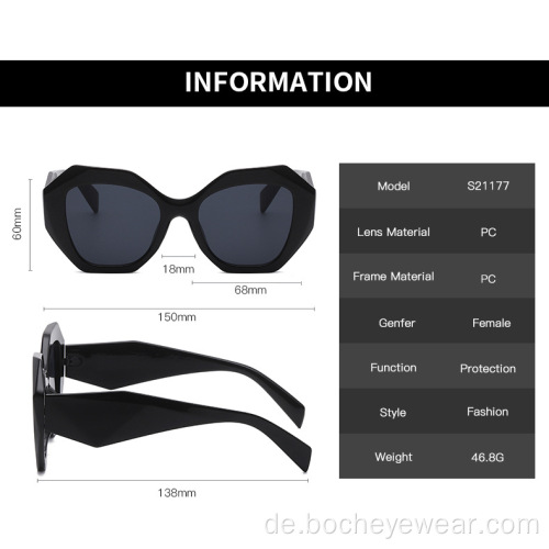 Neue personalisierte unregelmäßige Polygon-Sonnenbrille Damen grenzüberschreitender Besatz Sonnenbrille Herrennetz Rote Hip Hop-Brille s21177